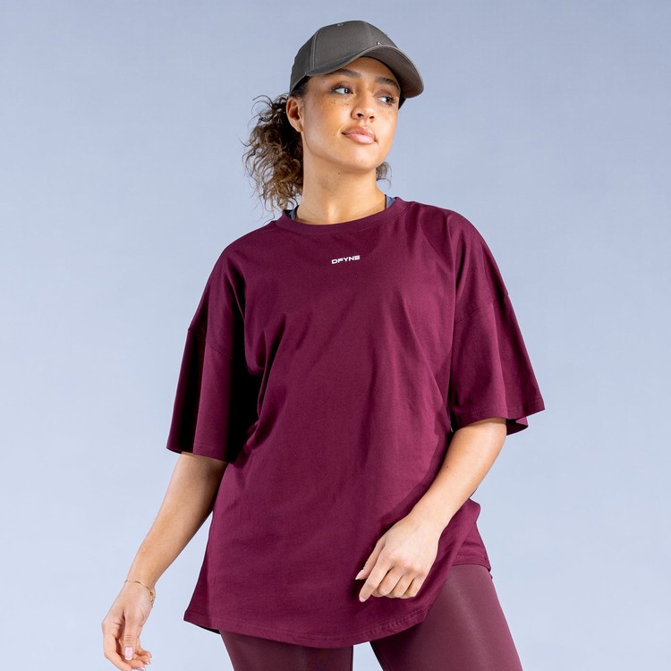 Dámské Mikiny Dfyne Luxe Revive Oversized T Vínové | FICKMXZ-34