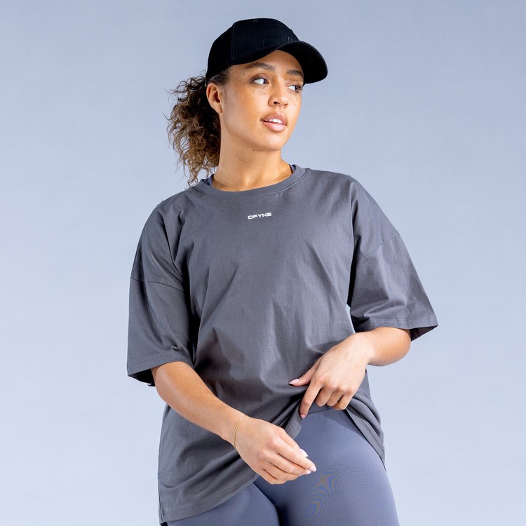 Dámské Mikiny Dfyne Luxe Revive Oversized T Tmavě Šedé | GWVHLBK-06